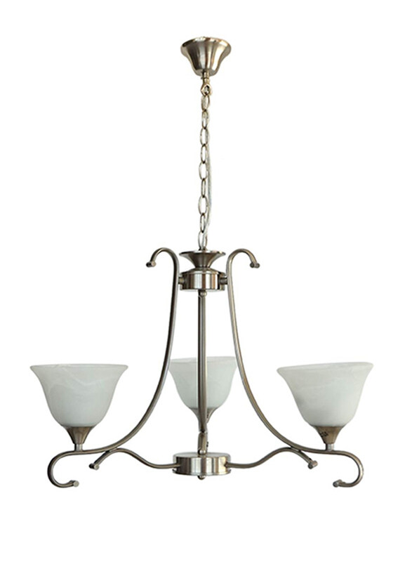 

Salhiya Lighting Uplight Chandelier, E27 Bulb Type, 3 Arms, 7016, Satin Nickel