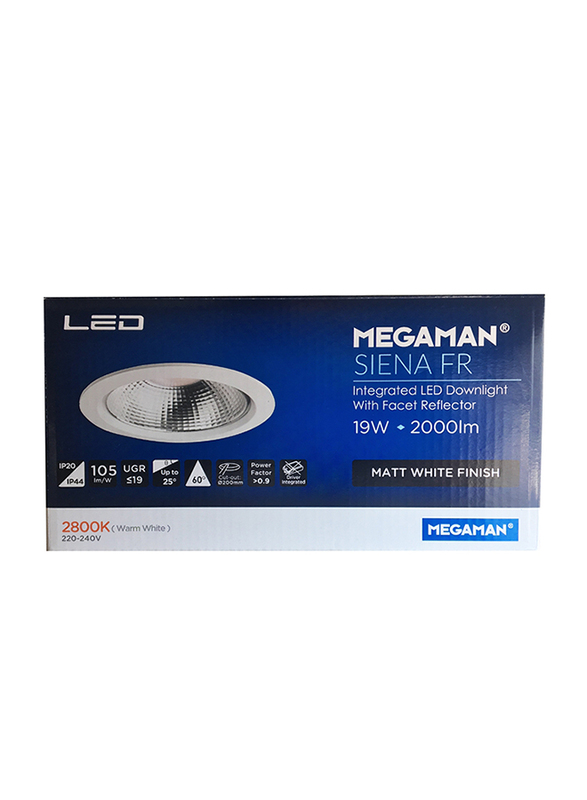 Megaman Ceiling Downlight, LED Bulb Type, 19W, IP44, F54800RC, 2800K-Warm White