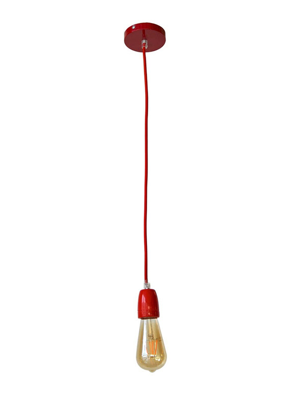 

Salhiya Lighting Veronica Suspension Indoor Ceramic Hanging Pendant Light, E27 Bulb Type, Braided Cable, Retro Style, 68/19, Red