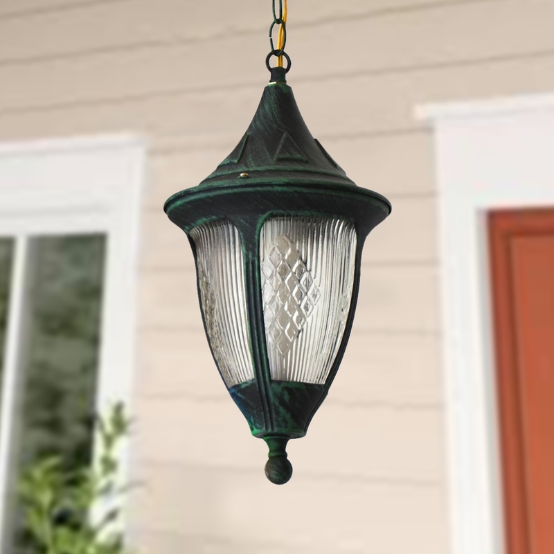 Salhiya Lighting Outdoor Hanging Ceiling Light, E27 Bulb Type, 871/1H, Green/Black
