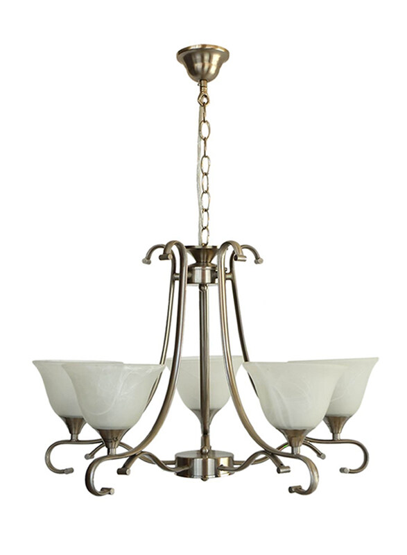 

Salhiya Lighting Uplight Chandelier, E27 Bulb Type, 5 Arms, 7016, Satin Nickel