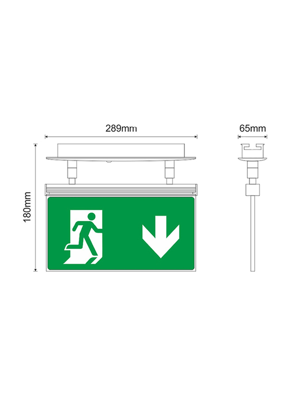 اوليمبيا مصباح للطوارئ, لافتة بعلامة مخرج, SLD28/DZ, اخضر/ابيض