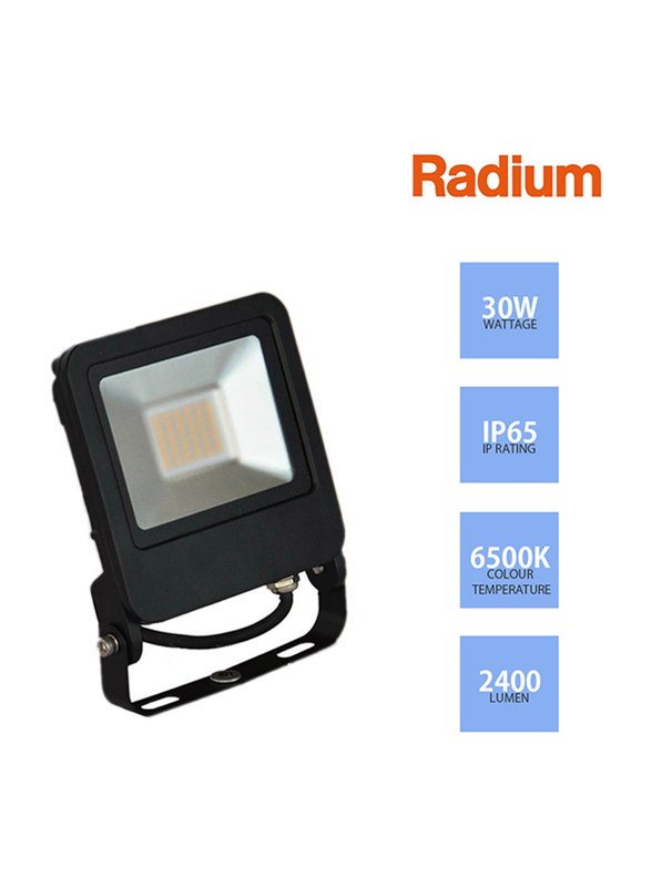 Radium LED Flood Light, 30W, FLLA1762, 6500K-Daylight, Black