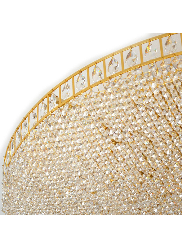 Salhiya Lighting Indoor Crystal Round Ceiling Light, E14 Bulb Type, Diameter 100, R02883X, Gold