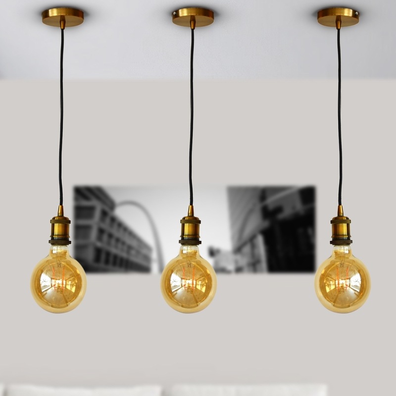 Salhiya Lighting Veronica Suspension Indoor Metal Hanging Pendant Light, E27 Bulb Type, Retro Style, 60/19, Gold Copper