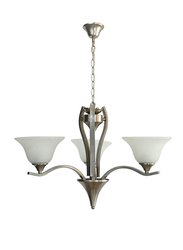 

Salhiya Lighting Uplight Chandelier, E27 Bulb Type, 3 Arms, 7013, Satin Nickel