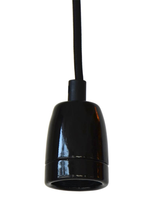 Salhiya Lighting Veronica Suspension Indoor Ceramic Hanging Pendant Light, E27 Bulb Type, Braided Cable, Retro Style, 71/19, Black