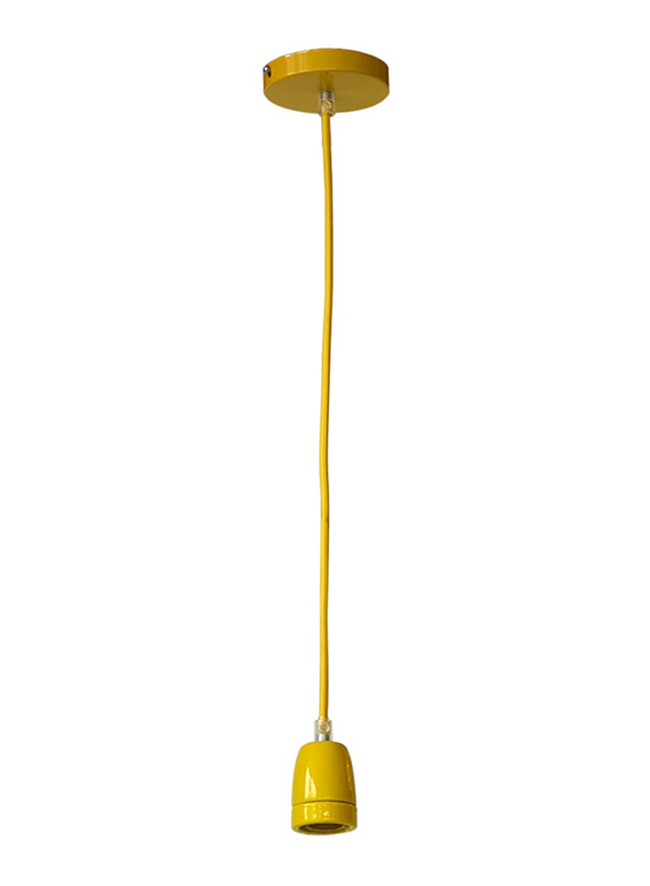Salhiya Lighting Veronica Suspension Indoor Ceramic Hanging Pendant Light, E27 Bulb Type, Braided Cable, Retro Style, 69/19, Yellow