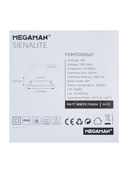 Megaman Sienalite Integrated Ceiling Downlight, LED Bulb Type, 8W, FDL70100v0, 6500K-Day Light