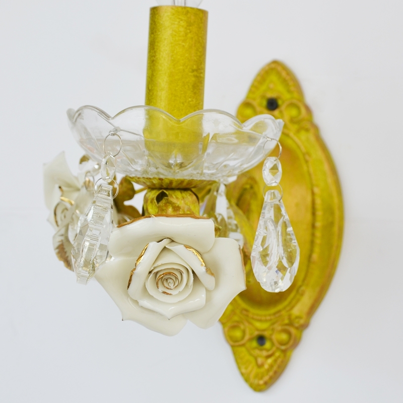 Salhiya Lighting Indoor Flower Candle Wall Light, E14 Bulb Type, 1 Arm, W0895, Gold