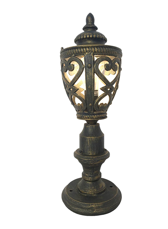 Salhiya Lighting Gate Top Light, E27 Bulb Type, Without Glass, 0161PT016, Black/Gold