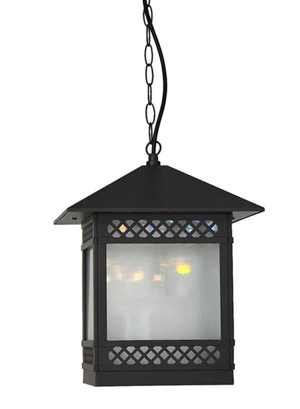 Salhiya Lighting Outdoor Hanging Ceiling Light, E27 Bulb Type, Glass Diffuser, 7505, Dark Grey
