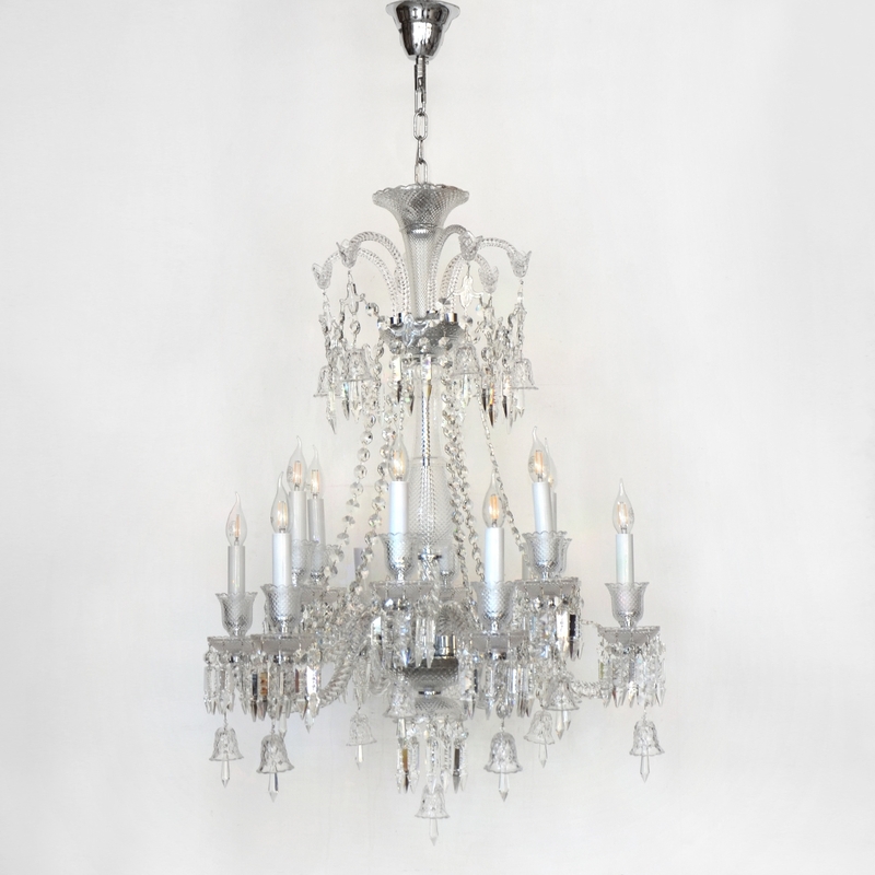 Salhiya Lighting Candle Crystal Chandelier, E14 Bulb Type, 12 Arms, MD9836, Silver