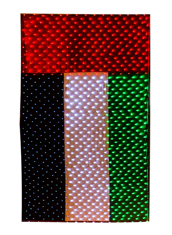 Salhiya Lighting Decorative Lighting UAE Flag LED, W4 x H9 Meters, Green/White/Black/Red