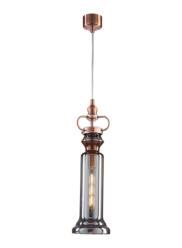 Salhiya Lighting Liza Indoor Glass Ceiling Pendant Light, E27 Bulb Type, D1805, Frosted Rose Red/Smoky