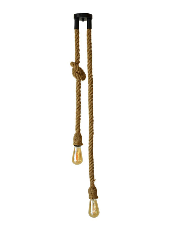 

Salhiya Lighting Veronica Suspension Indoor Hanging Pendant Light, E27 Bulb Type, Retro Style, Double Hemp Rope, Brown