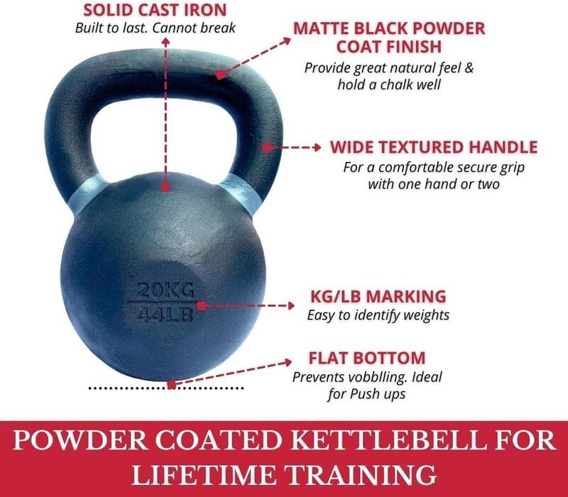 FORTUSS Kettlebell 48 KG Cast Iron Powder Coated