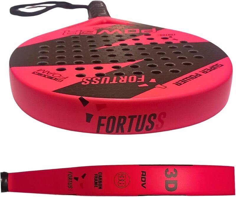 FORTUSS Padel Tennis Racket with Carry Bag, Full Carbon Fiber & 3D Hexagon Surface with Light EVA Memory Flex Foam Core, Pink/Black