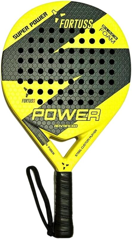 FORTUSS Padel Tennis Racket with Carry Bag, Full Carbon Fiber & 3D Hexagon Surface with Light EVA Memory Flex Foam Core, Yellow/Black