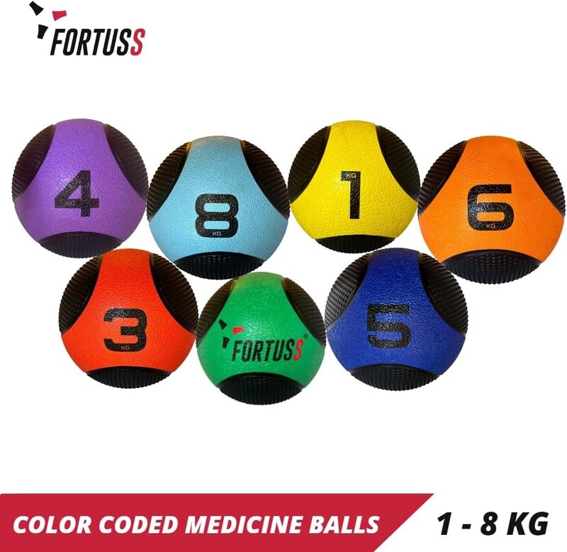FORTUSS Medicine Ball 6 KG, Comfort Non-Slip Textured Grip for Strength Training, Orange