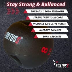 FORTUSS Medicine Ball Dual Grip Handle 8 KG, Exercise Weighted Med Ball with Handles for Abs, Strength Training & Core Balance Workout