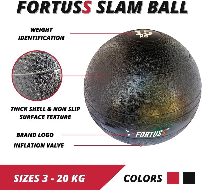 FORTUSS Slam Ball Medicine Ball 12 KG Black