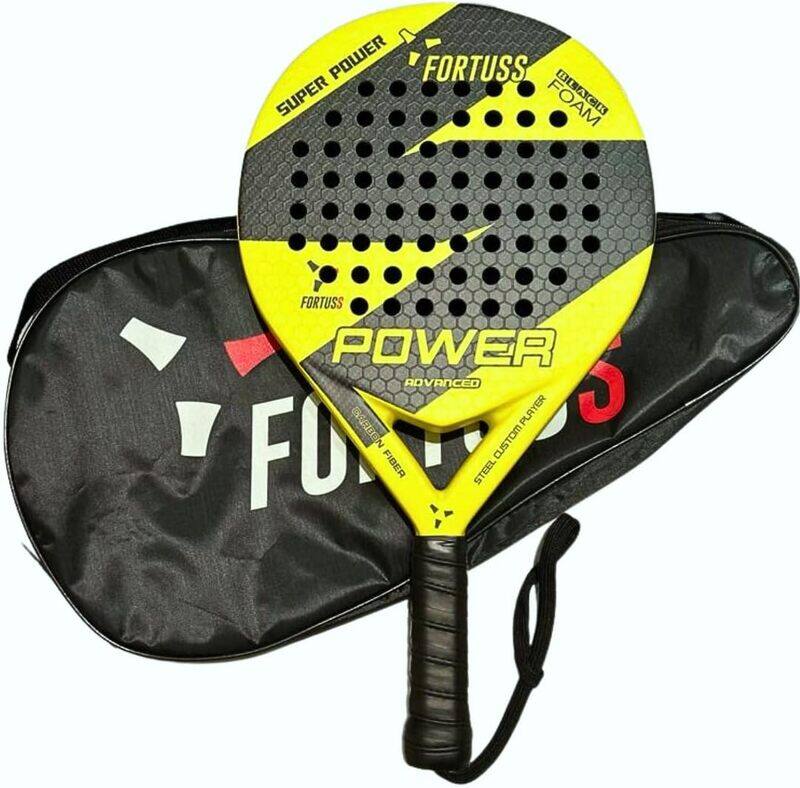 FORTUSS Padel Tennis Racket with Carry Bag, Full Carbon Fiber & 3D Hexagon Surface with Light EVA Memory Flex Foam Core, Yellow/Black