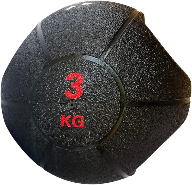 FORTUSS Medicine Ball Dual Grip Handle 3 KG, Exercise Weighted Med Ball with Handles for Abs, Strength Training & Core Balance Workout