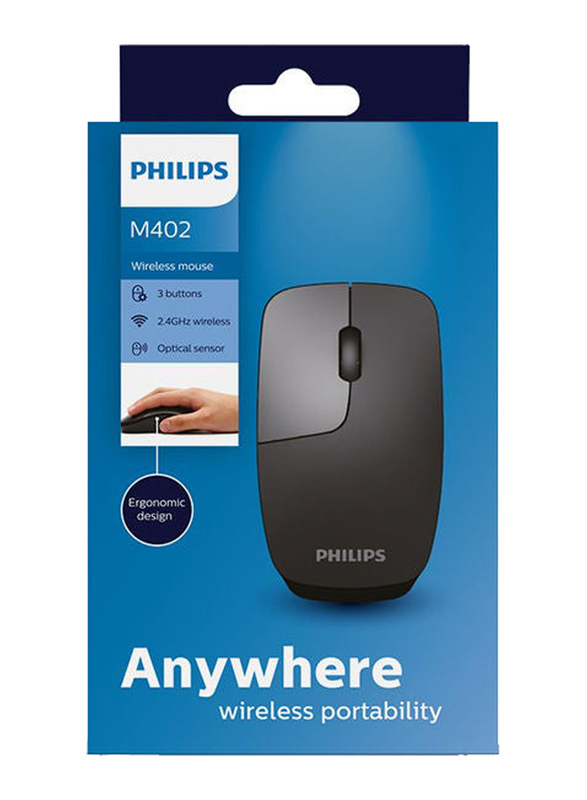 Philips M402 Anywhere Optical Wireless Portability Mouse, Black