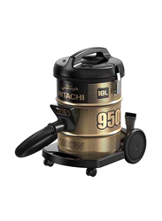 Hitachi 18L Electric Drum Type Vacuum Cleaner, 2100W, CV950F 24CBS BK, Gold/Black