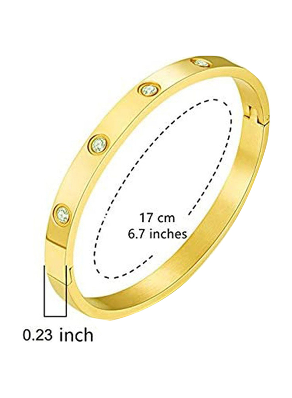 Mvcoledy 18K Gold Plated Cubic Zirconia Bangle Bracelet, Gold