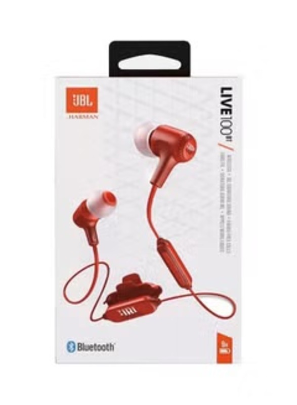 JBL Live 100BT Bluetooth Headset In the Ear, Red