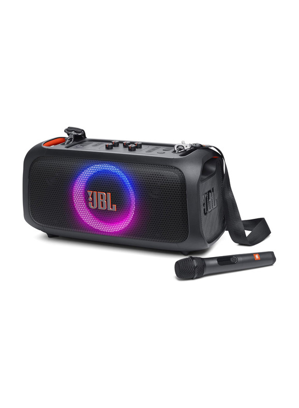 JBL Partybox On-the-Go Portable Speaker with Wireless Microphone, Black