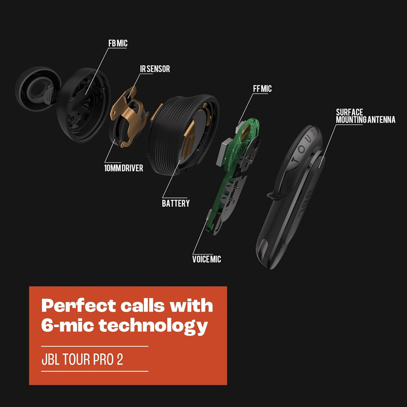 JBL Tour Pro 2 True Wireless In-Ear Noise Cancelling Earbuds with Smart Case and Smart Ambient, Champagne