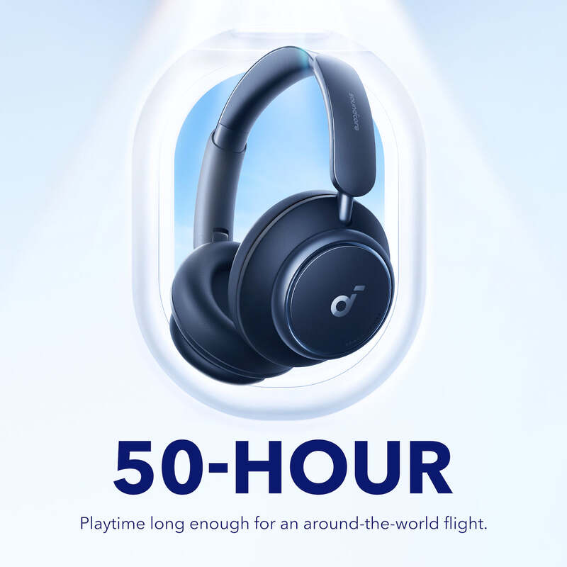 Soundcore Space Q45 Wireless Over-Ear Noice Cancelling Headphones 50H Playtime Bluetooth 5.3, Blue
