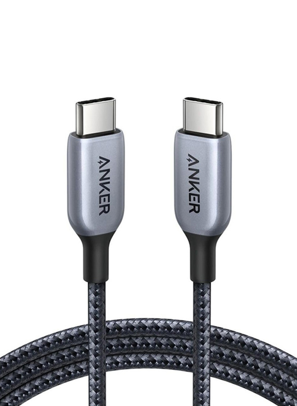 Anker 6-feet 140W 765 USB-C Nylon Cable, USB Type-C to USB Type-C, Grey
