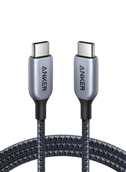 Anker 6-feet 140W 765 USB-C Nylon Cable, USB Type-C to USB Type-C, Grey