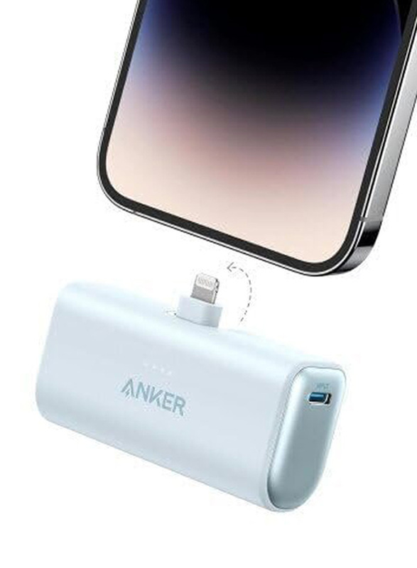 Anker 5000mAh MFi Certified 12W Portable Charger with Built-in Lightning Connector, Blue