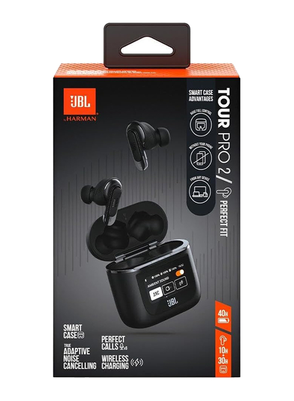 JBL Tour Pro 2 True Wireless In-Ear Noise Cancelling Earbuds with Smart Case and Smart Ambient, Black