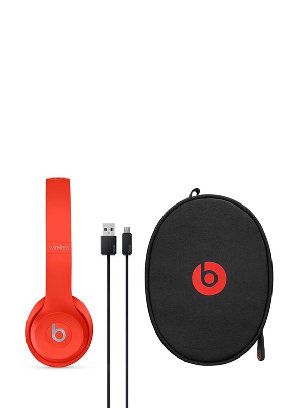 Beats Solo3 Wireless On-Ear Headphones with Mic, Citrus Red