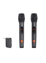 JBL Wireless 2 Microphone System, High Vocal Quality, Rechargeable UHF Dual Channel Wireless Receiver, JBLWIRELESSMIC, Black