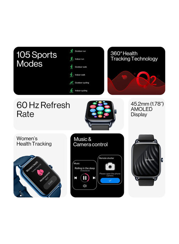 OnePlus Nord 1.78” AMOLED Display Watch, Midnight Black