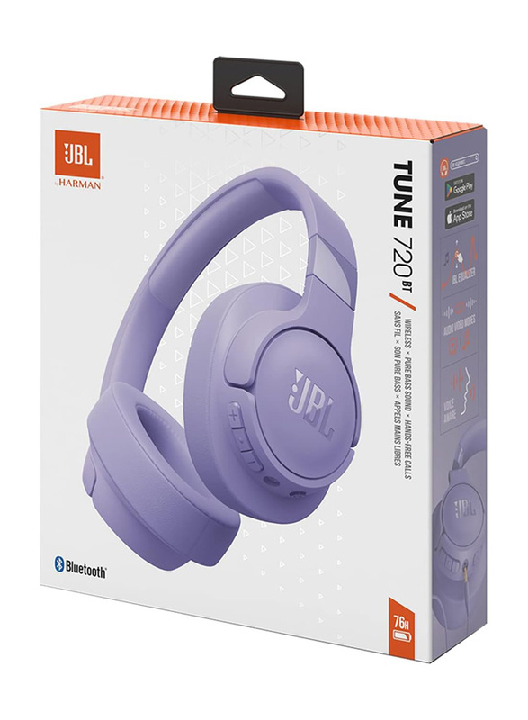 JBL Tune 720BT Wireless Over-Ear Headphones, Purple