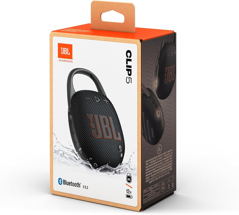 JBL Clip 5 Speaker Bluetooth 5.3 IP67 rating 12 hours of playtime and multi-speaker connection, black