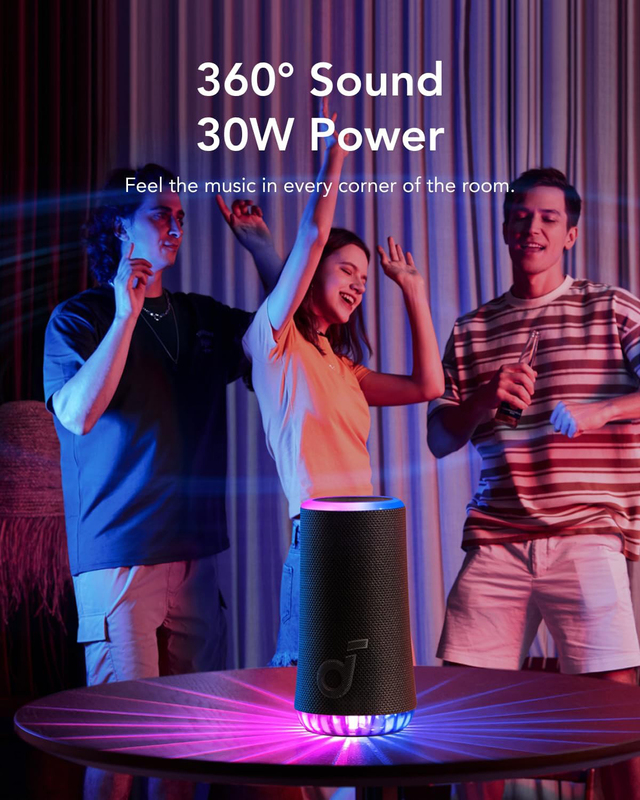 Anker Soundcore Glow 360° Portable Speaker, 30W, Black