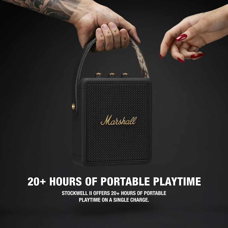 Marshall Stockwell II Wireless Portable Bluetooth Speaker, Black/Brass