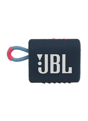 JBL Go 3 IP67 Waterproof Portable Bluetooth Speaker, Blue/Pink