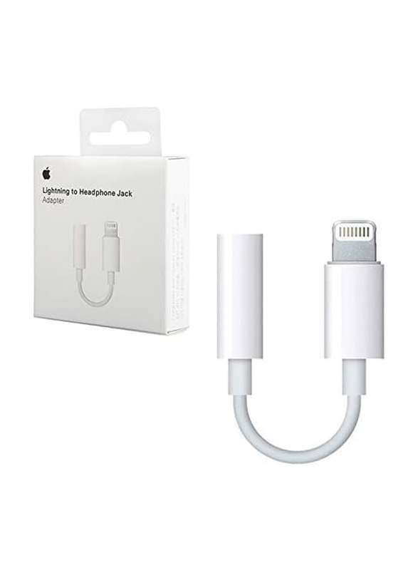 Apple 3.5mm Lightning Cable, Lightning to Headphone Jack Adapter, White