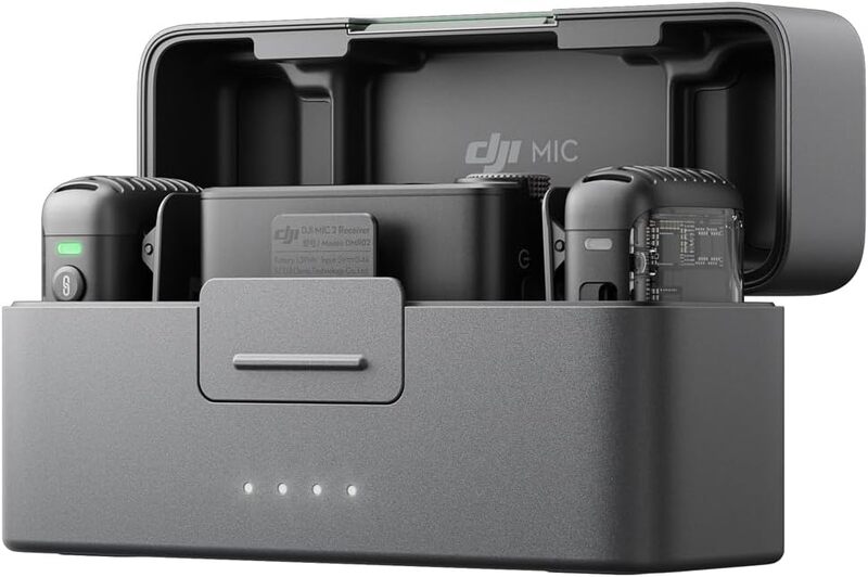 DJI Mic 2 2 TX + 1 RX + Charging Case, All-in-one Wireless Microphone, Intelligent Noise Cancelling, 32bit Float Internal Recording, 250m 820 ft. Range, Microphone for iPhone, Android, Camera