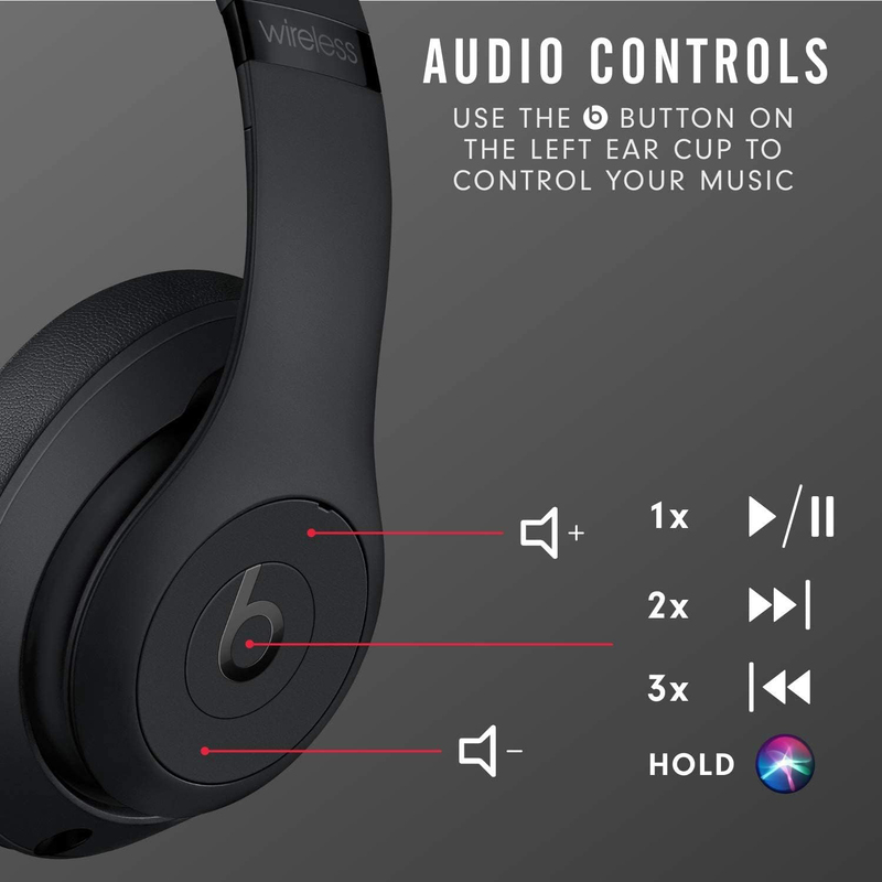Beats Studio3 Wireless Over-Ear Noise Cancelling Headphones with Mic, Matte Black